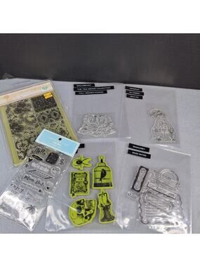 47 Clear Rubber Stamps Assorted Lot Beach Girl Hedgehogs Banners Backgrounds